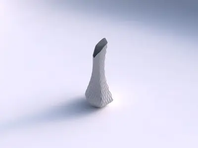 Vase top bent hexagon 2 with diagonal grid dents 3D print model