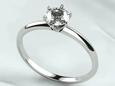 5mm Gemstone Tiffanys Style Gold Ring 3D print model