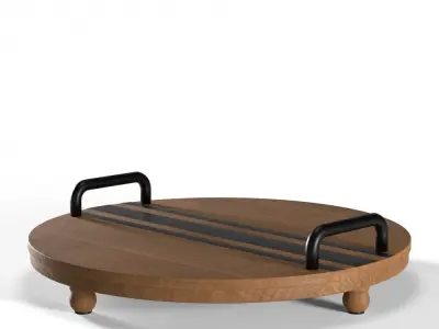 Decorative Wood Tray Low-poly 3D model