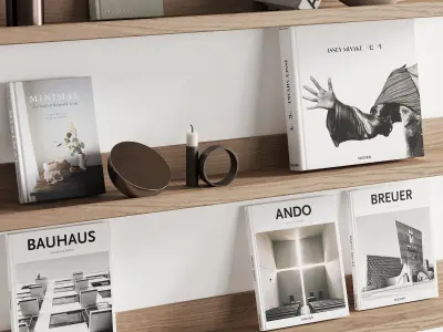 095 Decor on shelves 01 books and neutral 00 3D model