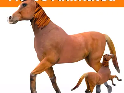 Red Horse Animated Low-poly 3D model