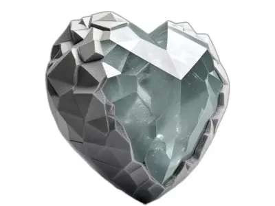 Geometric Crystal Heart Stone Sculpture Low-poly 3D model