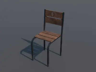 Vintage Wooden Table and Chair - PBR Textured 3D Asset Low-poly 3D model