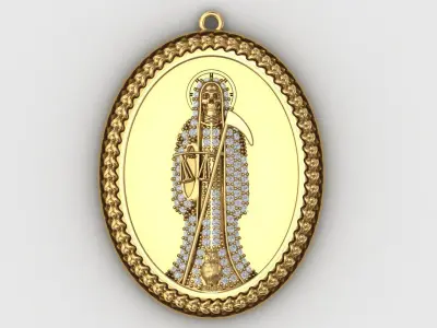  santa muerte holy death small size pendant 3D STL 3DM skull 3D print model