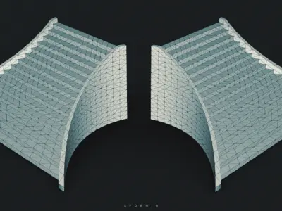 Stone Main Stair 3D Asset - Free High-Quality Modular Stair Free low-poly 3D model