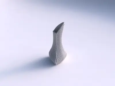 Vase puffy tappered triangle with bent extruded lines001 3D print model