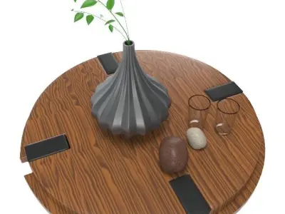Decorative Set round table with vase on top Free 3D model