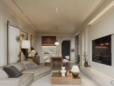 Modern living room dining room interior scenes 221 3D model