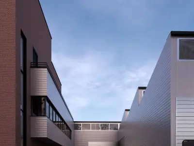 Factory and administration Building  Low-poly 3D model