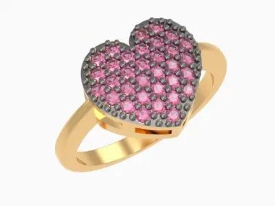 HEART PAVE RING 3D print model