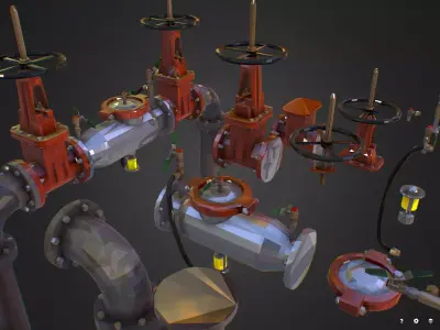 Backflow Water Pipe Constructor Low Poly ART Low-poly 3D model