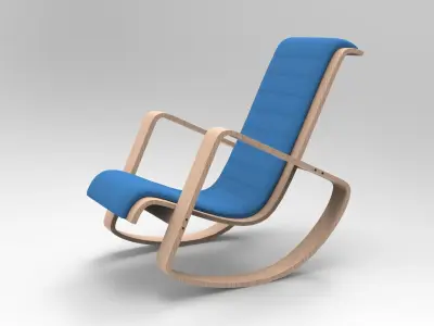Rocking Wood Chair Low-poly 3D model