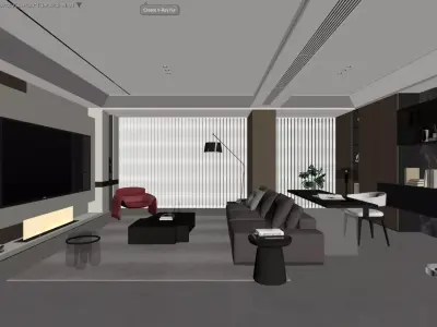 Modern Luxury Living Room 3D Model 3D model