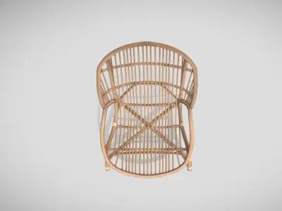 Rattan braided armchair in brown color 3D model