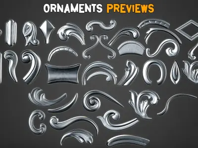 150 Ornamental Brush and  IMM    Vol 41 Low-poly 3D model
