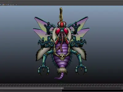 Japannese Mushi yokai Low-poly 3D model