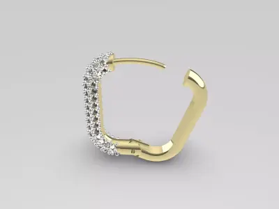 Earrings square diamond hoop earring 3D print model