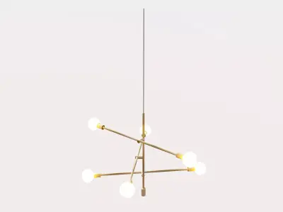 Modern Multi-Tier Crystal and Gold Chandelier Low-poly 3D model