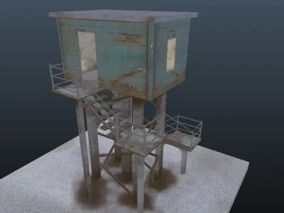 Metal Watch Tower Dusty Low-poly 3D model