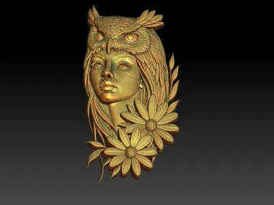 1 owl and girl CNC Relief Model 3D print model