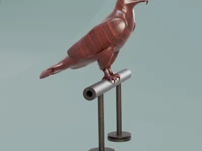 House Decoration Eagle Wood Statue Low-poly 3D model