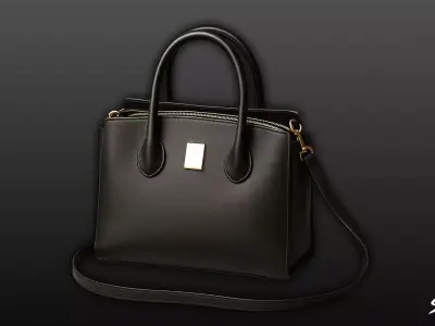 Black Formal Office Handbag Low-poly 3D model