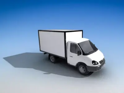 GAZ-3302 Low Poly delivery truck on sky Low-poly 3D model