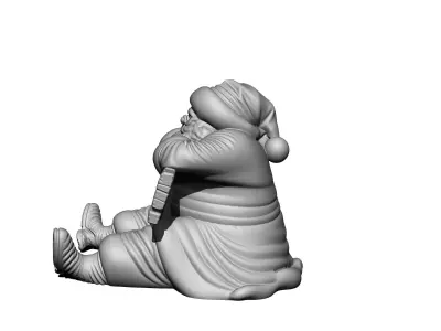 Santa Claus carries a sign 3D print model