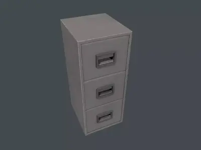 Tall Grey Three Drawer Filing Cabinet Low-poly 3D model