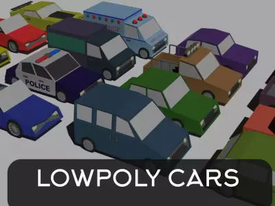 Lowpoly Polygon Cars Low-poly 3D model