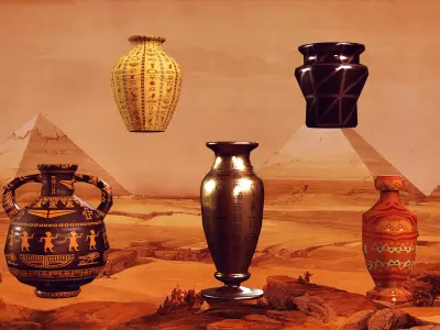 ancient Mythology Egypt vase pack 3D model 3D model