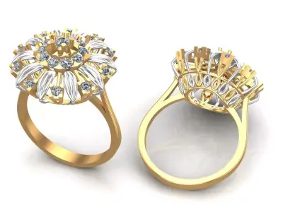 Unique Gold Diamonds Ring  3D print model purchase