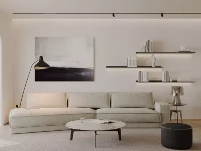 Modern living room dining room interior scenes 267 3D model