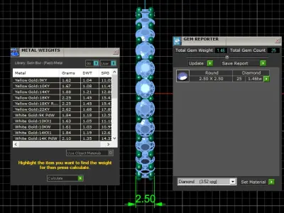 U Shaped Eternity Ring 2 point 5 mm stone size swiss 16 and EU56 3D print model