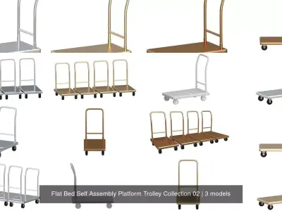 Flat Bed Self Assembly Platform Trolley Collection 02 3D Model Pack