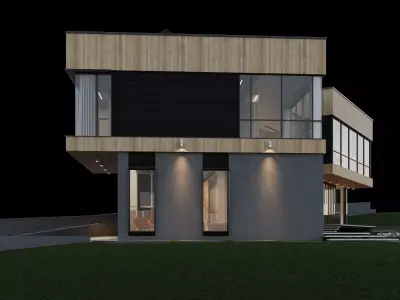 Modern house with furniture 3D model