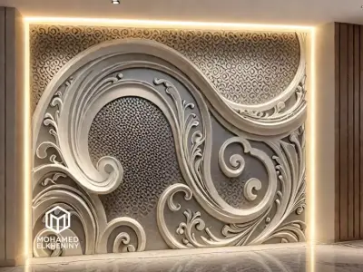 decor set wall panel wall relief mural CNC 60 3D model