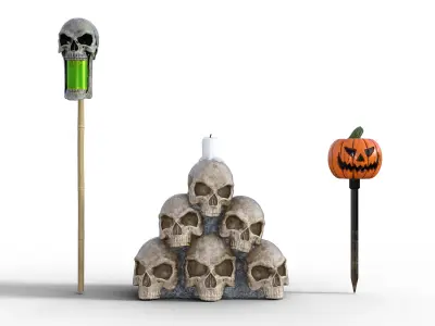 Halloween Pumpkin Skull Pile Pack Low-poly 3D model