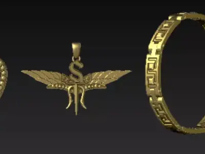 Butterfly Heart Wings Bracelet  Pendant Collection  3D print model