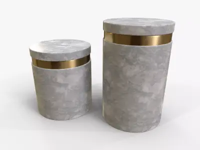 Canister Marble Set Low-poly 3D model