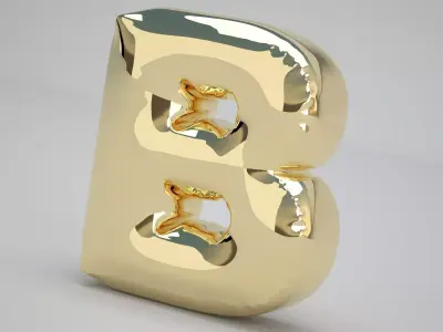 Gold B Balloon 3D model