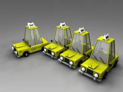 Low Poly Taxi Car Low-poly 3D model
