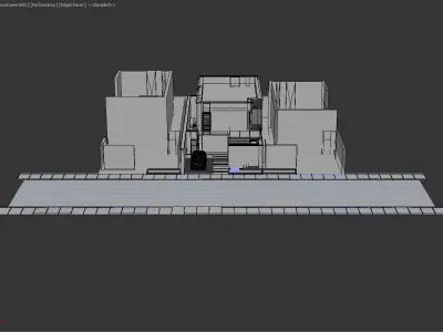  exterior high tech house model with car model tesla X 3D model