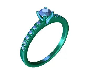 ZDR026 diamond engagement ring gold 3D print model