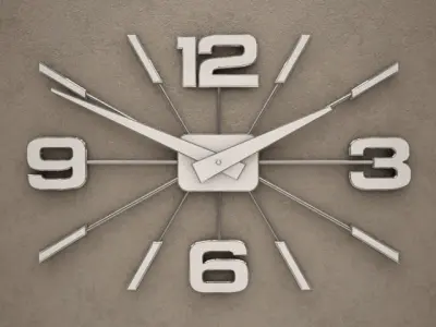 Red and White 4 Digits Wall Clock 10 3D model