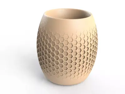 Vase with honeycomb pattern 3D print model