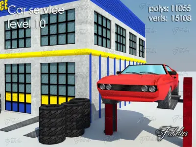 Car service level Low-poly 3D model