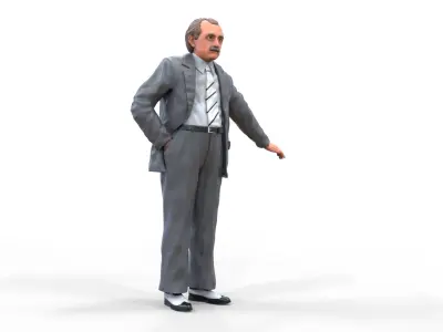 Ferdinand Porsche leaning on the car 3D print model