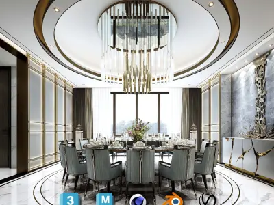 Ultimate VIP Restaurant Lounge - Complete 3D Interior Set Low-poly 3D model