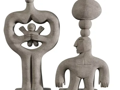 Concrete Historian Statue 02 - Abstract Figurine 3D Model Pack 3D model